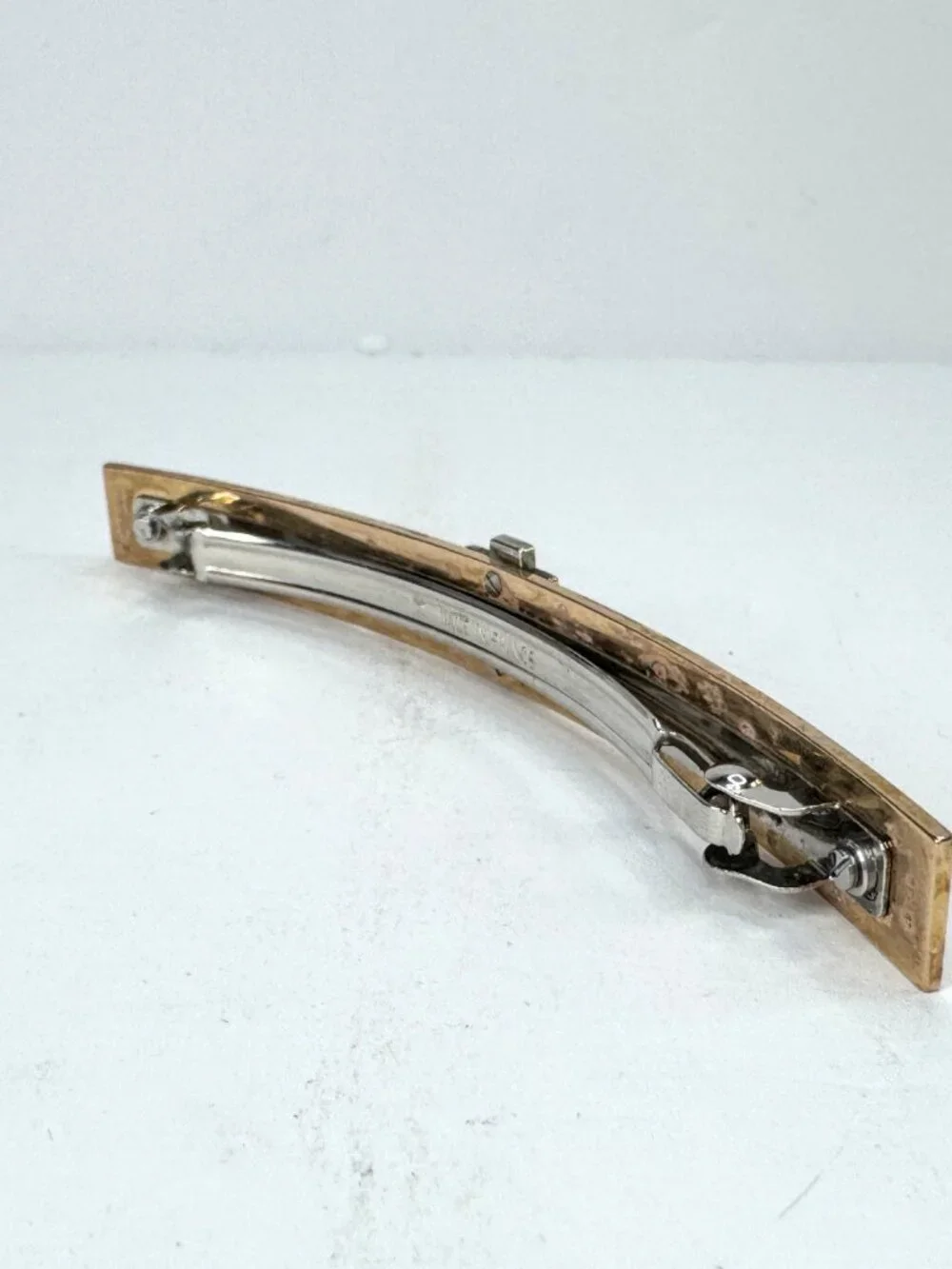 Hermès Irène GM Barrette Silvery Golden Metal Hair Clip Made in France GS872